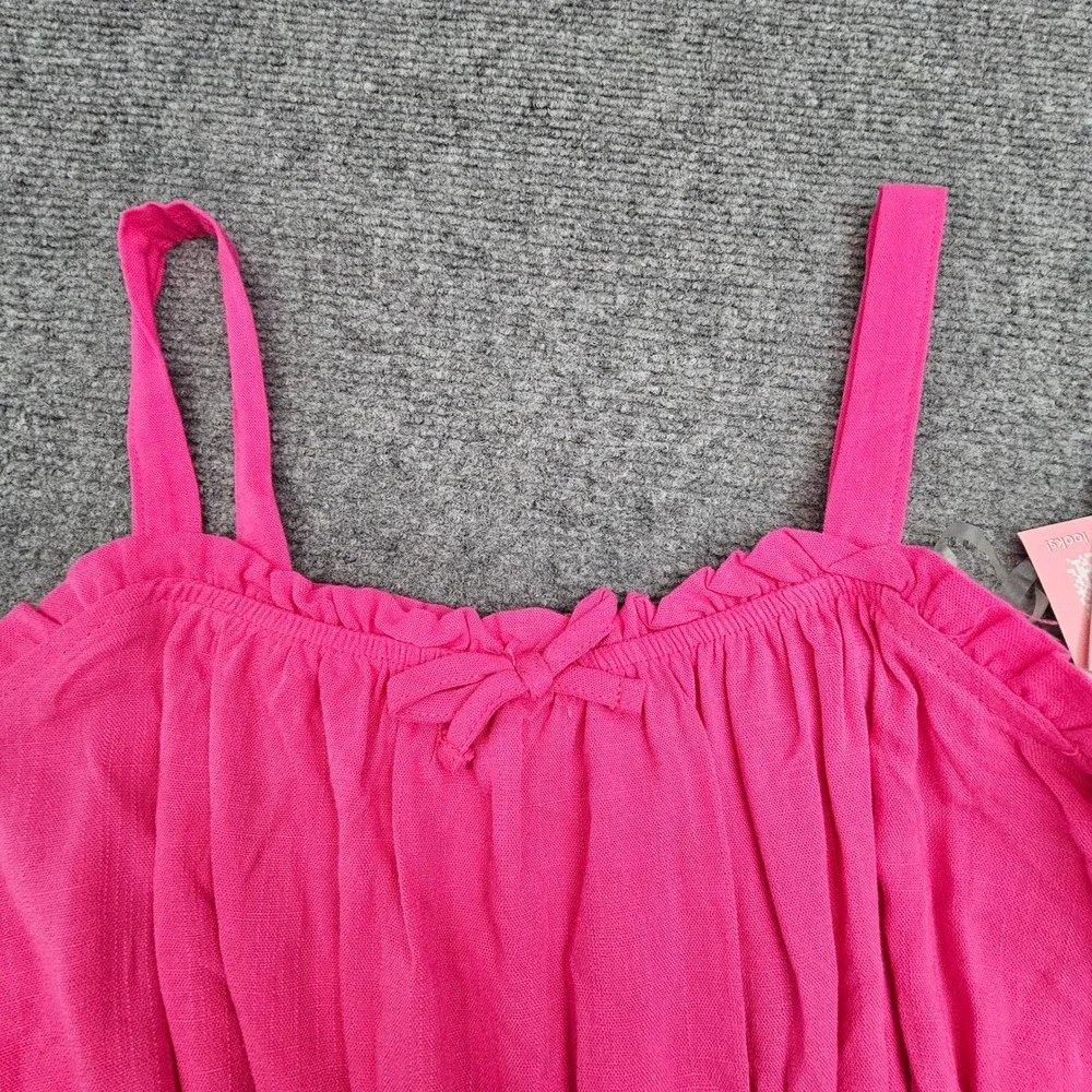 Rare Editions Sundress Girls Size 14 Tropical Punch Fuchsia Smocked Ruffle Dress